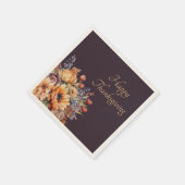 Serviette En Papier Fleurs d'Aquarelle de Thanksgiving-Purple- (Coin)