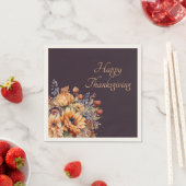 Serviette En Papier Fleurs d'Aquarelle de Thanksgiving-Purple- (En situation)