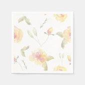 Serviette En Papier Fleurs d'aquarelle jaune citron (Devant)