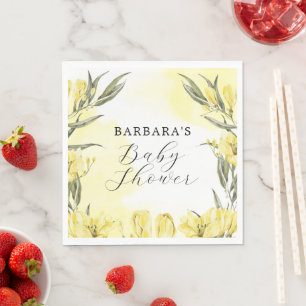 Serviette En Papier Fleurs d'aquarelle jaune verdoyante