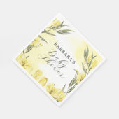 Serviette En Papier Fleurs d'aquarelle jaune verdoyante (Coin)