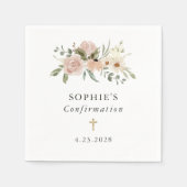 Serviette En Papier Fleurs d'aquarelle neutres simples | Confirmations (Devant)