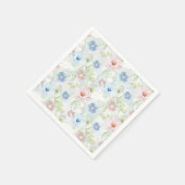 Serviette En Papier Fleurs d'aquarelle rose et bleu. (Coin)