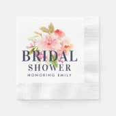 Serviette En Papier Fleurs d'aquarelle rose mariage Fête des mariées (Devant)