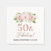 Serviette En Papier Fleurs d'aquarelle rose pâle 50 & Fabuleux (Devant)