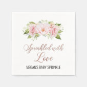 Serviette En Papier Fleurs d'aquarelle rose pâle parsemées d'amour (Devant)