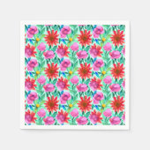 Serviette En Papier Fleurs d'aquarelle rose, rouge, vert (Devant)