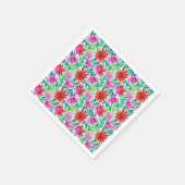 Serviette En Papier Fleurs d'aquarelle rose, rouge, vert (Coin)