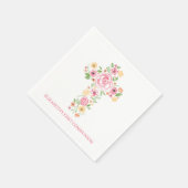 Serviette En Papier Fleurs d'aquarelle rose traversent la première com (Coin)