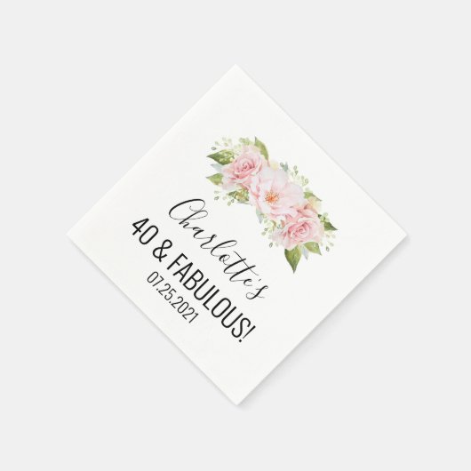Serviette En Papier Fleurs d'aquarelle rose vif 40 & Fabuleux (Coin)