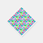 Serviette En Papier Fleurs d'aquarelle rose, violet, vert et bleu (Coin)