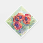 Serviette En Papier Fleurs d'aquarelle rouge pavot illustration fleurs (Coin)