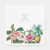 Serviette En Papier Fleurs d'aquarelle tropicale et Mariage de verdure (Devant)