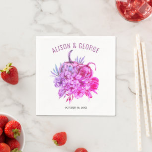 Serviette En Papier Fleurs d'aquarelle violette, mariage de automne ci