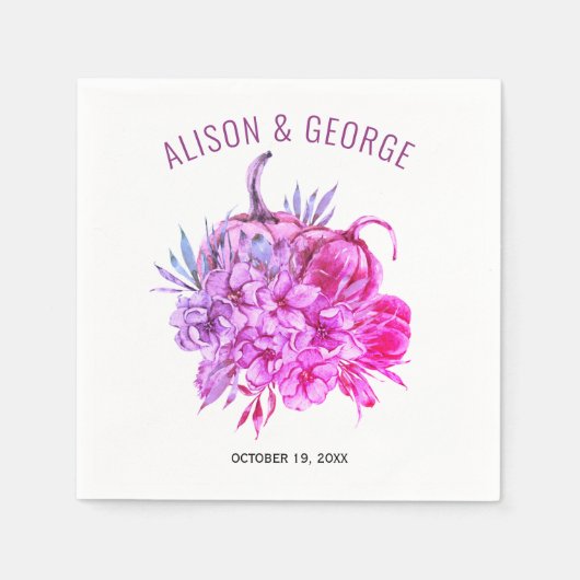 Serviette En Papier Fleurs d'aquarelle violette, mariage de automne ci (Devant)