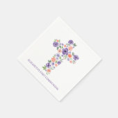 Serviette En Papier Fleurs d'aquarelle violette traversent la première (Coin)