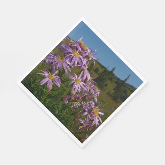 Serviette En Papier Fleurs d'aster violet au Mont Rainier (Coin)