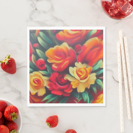 Serviette En Papier Fleurs d'automne (En situation)