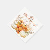 Serviette En Papier Fleurs d'automne Citrouille blanc Thanksgiving Dîn (Coin)