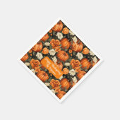 Serviette En Papier Fleurs d'automne citrouilles Roses (Coin)