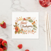 Serviette En Papier Fleurs d'automne de fête de Thanksgiving (En situation)