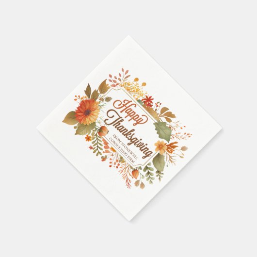 Serviette En Papier Fleurs d'automne de fête de Thanksgiving (Coin)