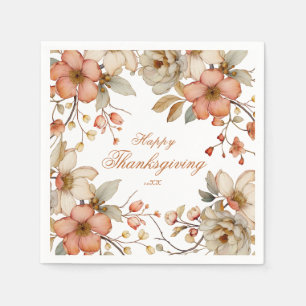 Serviette En Papier Fleurs d'automne de Thanksgiving 