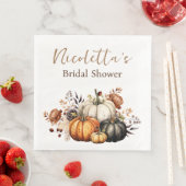 Serviette En Papier Fleurs d'automne et citrouilles Aquarelle Automne (En situation)