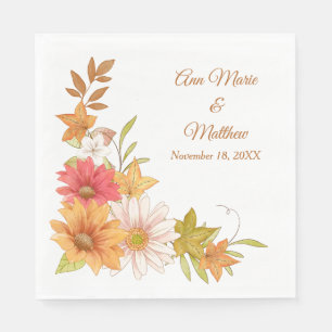 Serviette En Papier Fleurs d'automne et Mariage Feuille
