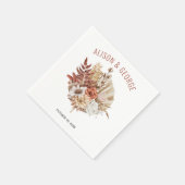 Serviette En Papier Fleurs d'automne, feuille de palmier mariage de au (Coin)