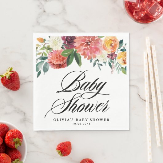 Serviette En Papier Fleurs d'automne Garland Baby shower d'automne (En situation)