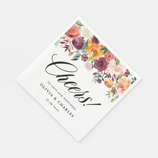Serviette En Papier Fleurs d'automne Mariage de automne Garland (Coin)