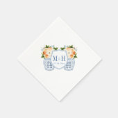 Serviette En Papier Fleurs d'automne Monogramme Chinoiserie Mariage (Coin)