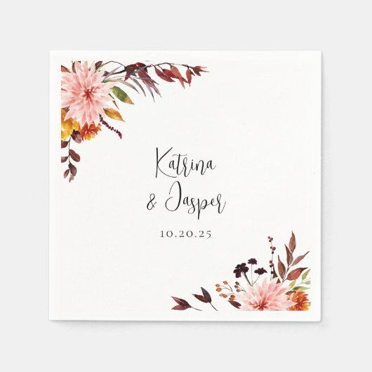 Serviette En Papier Fleurs d'automne rustiques (Devant)