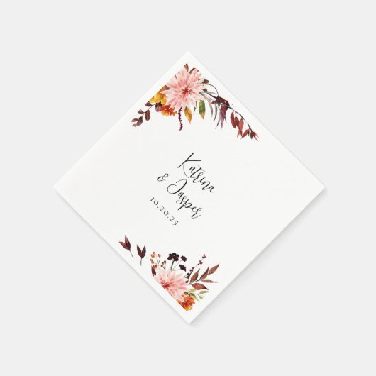 Serviette En Papier Fleurs d'automne rustiques (Coin)