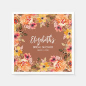 Serviette En Papier Fleurs d'automne sur la Fête des mariées en terre (Devant)