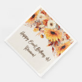 Serviette En Papier Fleurs d'automne sur serviettes de fête beige (Coin)