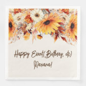 Serviette En Papier Fleurs d'automne sur serviettes de fête beige (Devant)