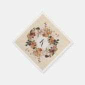 Serviette En Papier Fleurs d'automne Wreath personnalisée (Coin)
