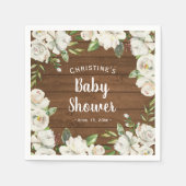 Serviette En Papier Fleurs de Baby shower en bois rustique (Devant)