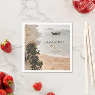 Serviette En Papier Fleurs de bateau à voile Mariage sur la plage