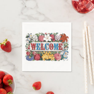 Serviette En Papier Fleurs de BIENVENUE Vintage Fête de pendaison de c