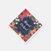 Serviette En Papier Fleurs de Bohême - Mariage bleu marine (Coin)