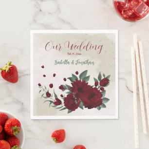 Serviette En Papier fleurs de Bourgogne verdure mariage