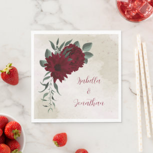 Serviette En Papier fleurs de Bourgogne verdure mariage