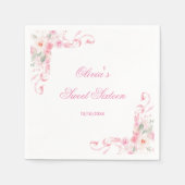 Serviette En Papier Fleurs de Bow rose pâle Sweet sixteen Anniversaire (Devant)