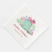Serviette En Papier Fleurs de cactus roses Succulents Mariage d'aquare (Coin)