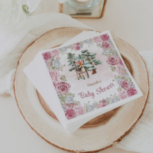 Serviette En Papier Fleurs de cerf Flocons de neige Baby Girl Shower