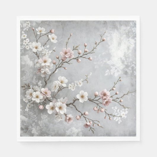 Serviette En Papier Fleurs de cerises Abstraites (Devant)