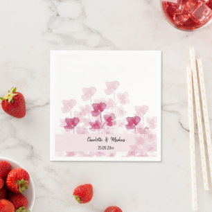 Serviette En Papier Fleurs de cerisier élégantes aquarelle peintes à l
